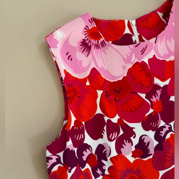 Floral Sleeveless Dress Red and Pink pockets Dopamine - Picture 5 of 7